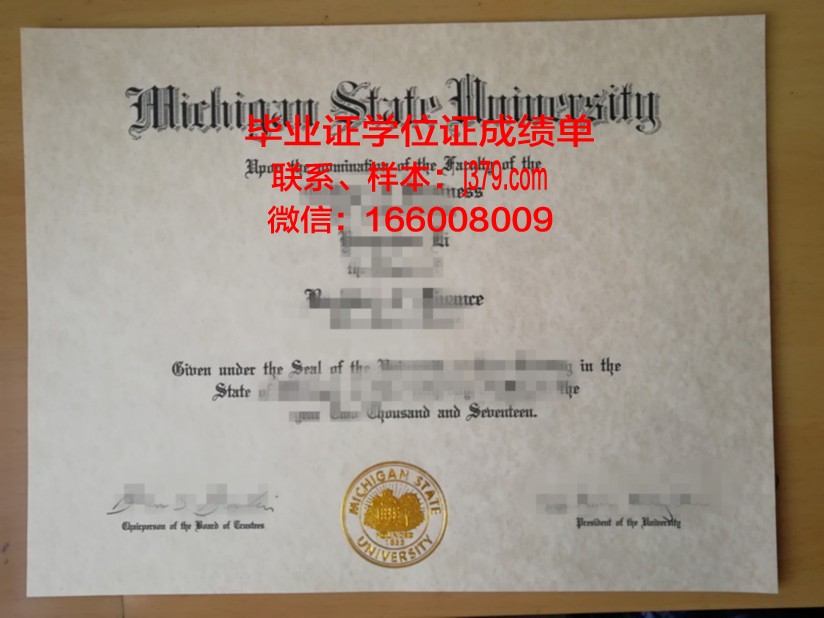 密歇根州立大学毕业证Diploma文凭成绩单