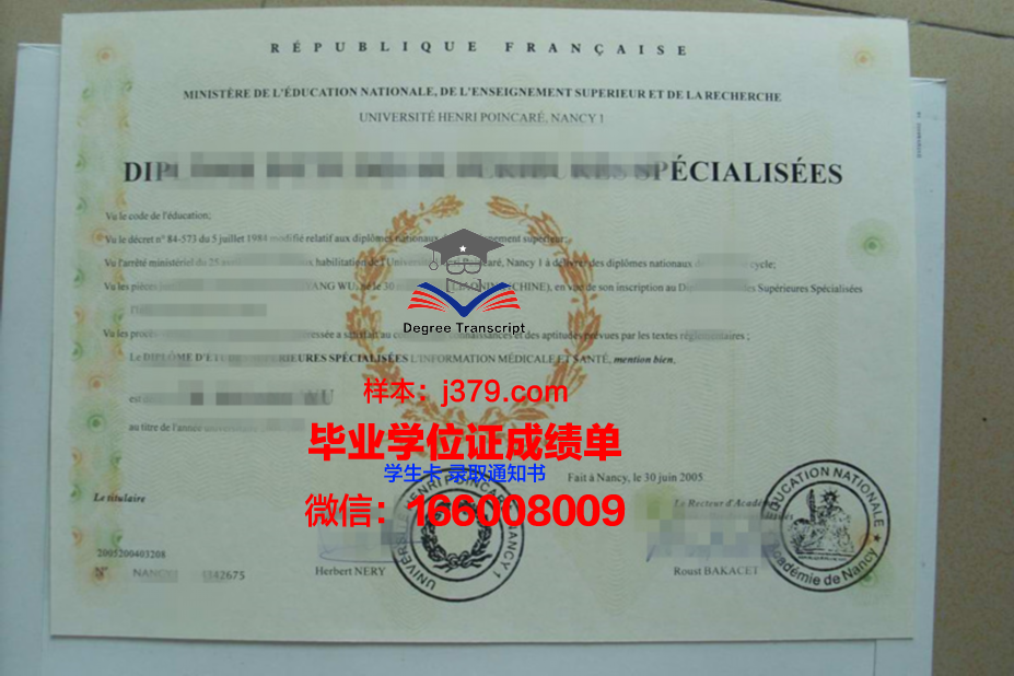 洛林大学南锡国立高等矿业学院毕业证是什么模样