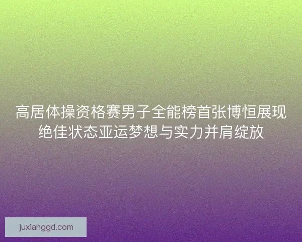 高居体操资格赛男子全能榜首张博恒展现绝佳状态亚运梦想与实力并肩绽放