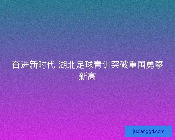 奋进新时代 湖北足球青训突破重围勇攀新高