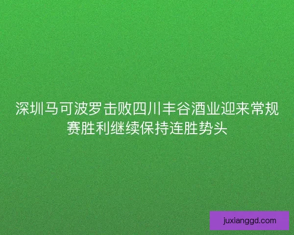 深圳马可波罗击败四川丰谷酒业迎来常规赛胜利继续保持连胜势头